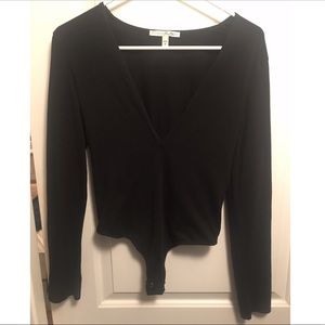 Express Deep V-Neck Thong Bodysuit